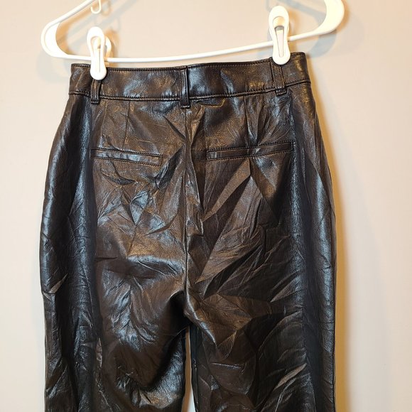 Aritzia Babaton Command Cropped Pant Vegan Leather Mid Rise Womens 2 Trouser - Picture 5 of 9